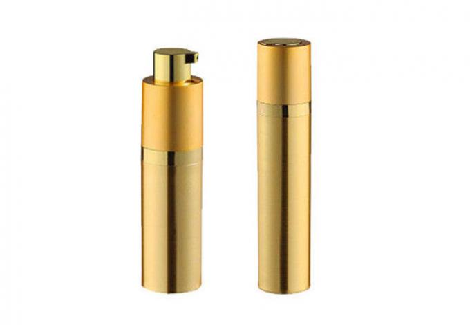Золотая цилиндрическая косметическая бутылка вакуумного насоса